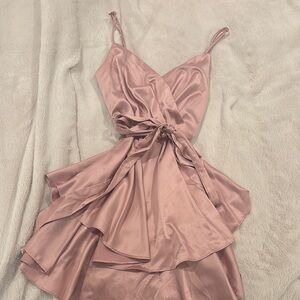 Elegant Pink Satin Dress